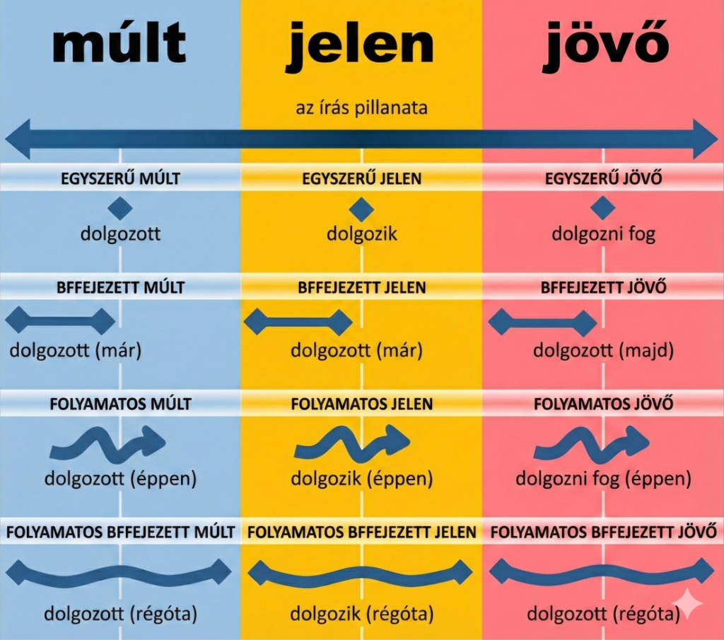English Verb Tenses Timeline (Vertical)
